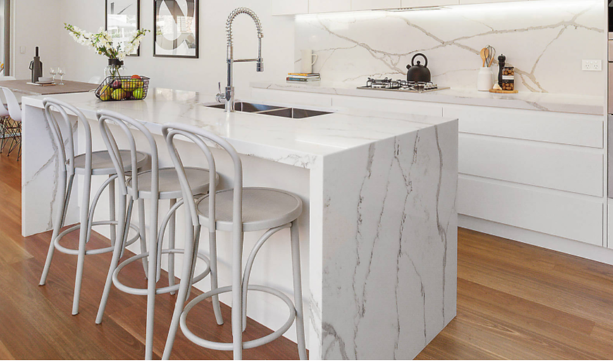 Custom marble vanity and backsplash installed in Philadelphia